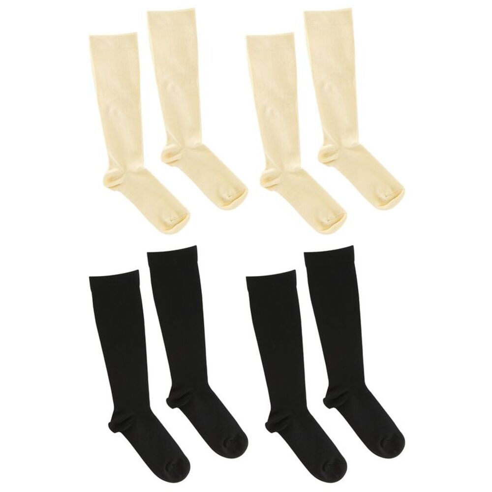 Gold Coast Compression Socks for Women in Black/Beige, 4 pack
